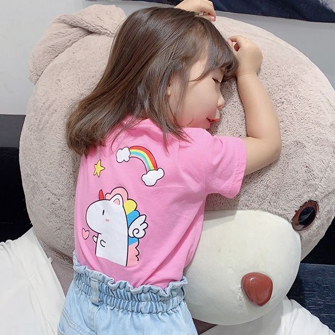 Girls 2020 new summer cartoon T-Shirt Baby foreign style pure cotton children's summer versatile short sleeve top