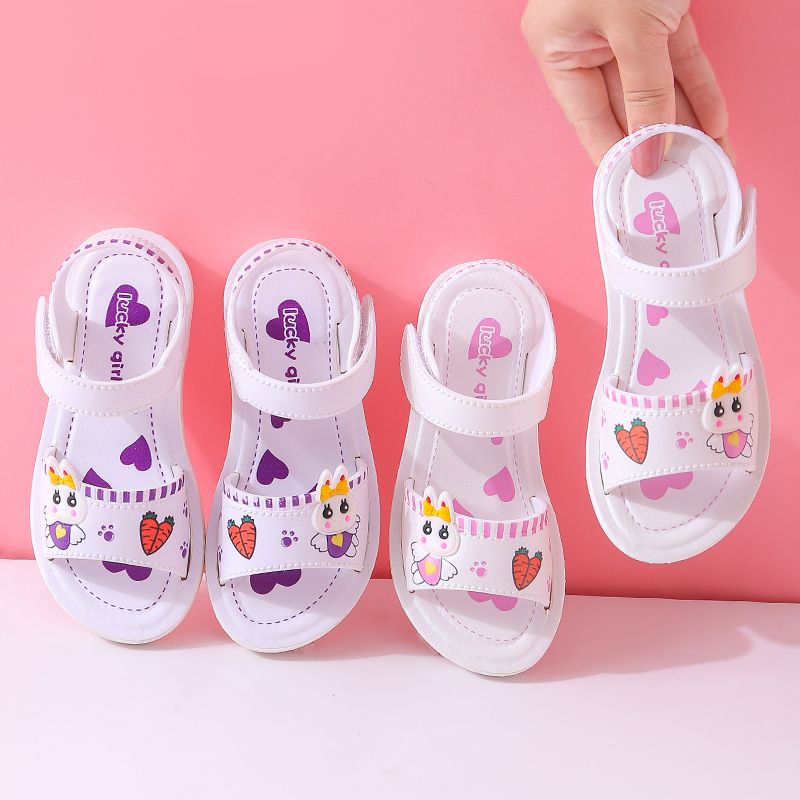 Summer new girl's sandals fashion soft bottom antiskid girl princess shoes cute little rabbit sandals