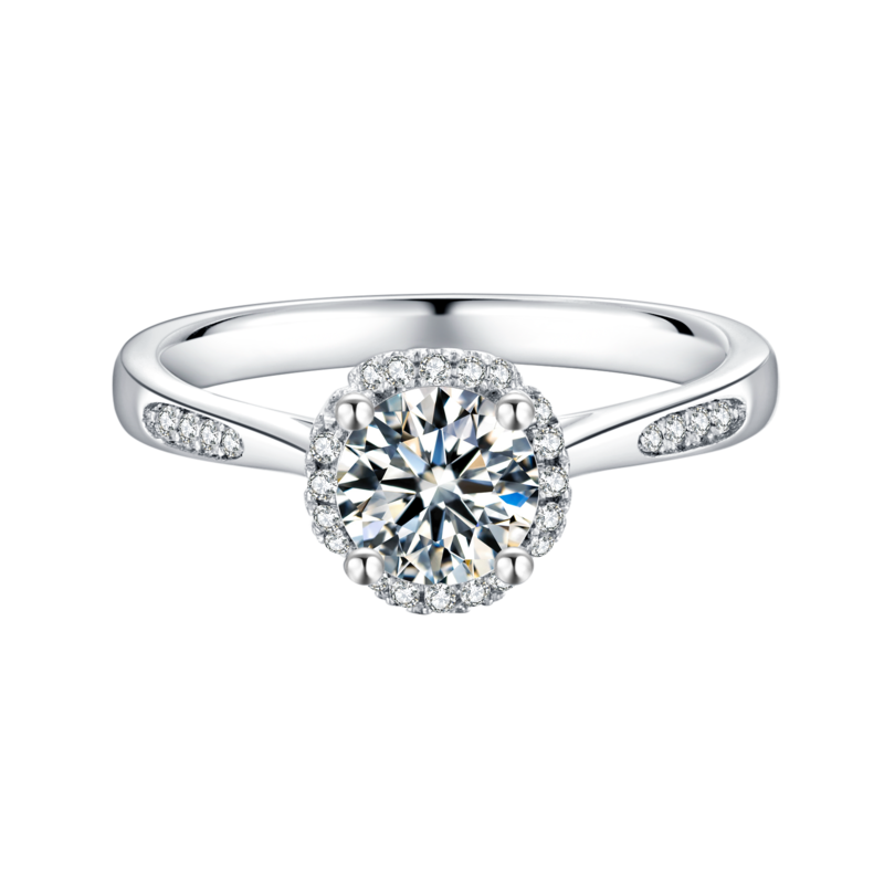 Genuine mosang diamond ring with diamond ring inlaid with 1 carat Silver Plated Platinum K gold