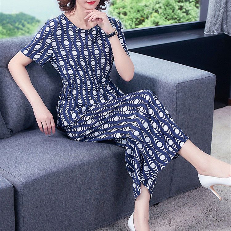 棉綢套裝女夏時尚2023新款韓版洋氣系帶收腰顯瘦氣質九分褲兩件套