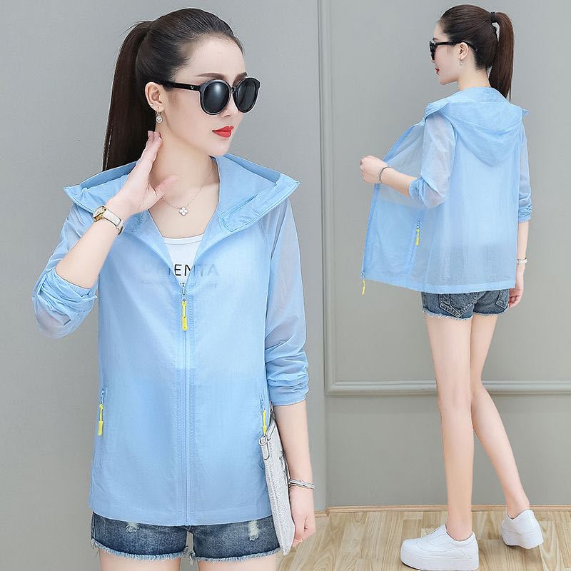  Summer New Student Sun Protection Clothing Women's Short Thin Coat Fashion Trendy Long Sleeve Anti-UV Large Size Sun Protection Shirt