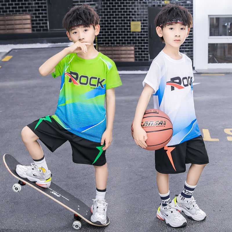 童装男童套装夏两件套短袖速干球服中大童足球服儿童篮球服运动服