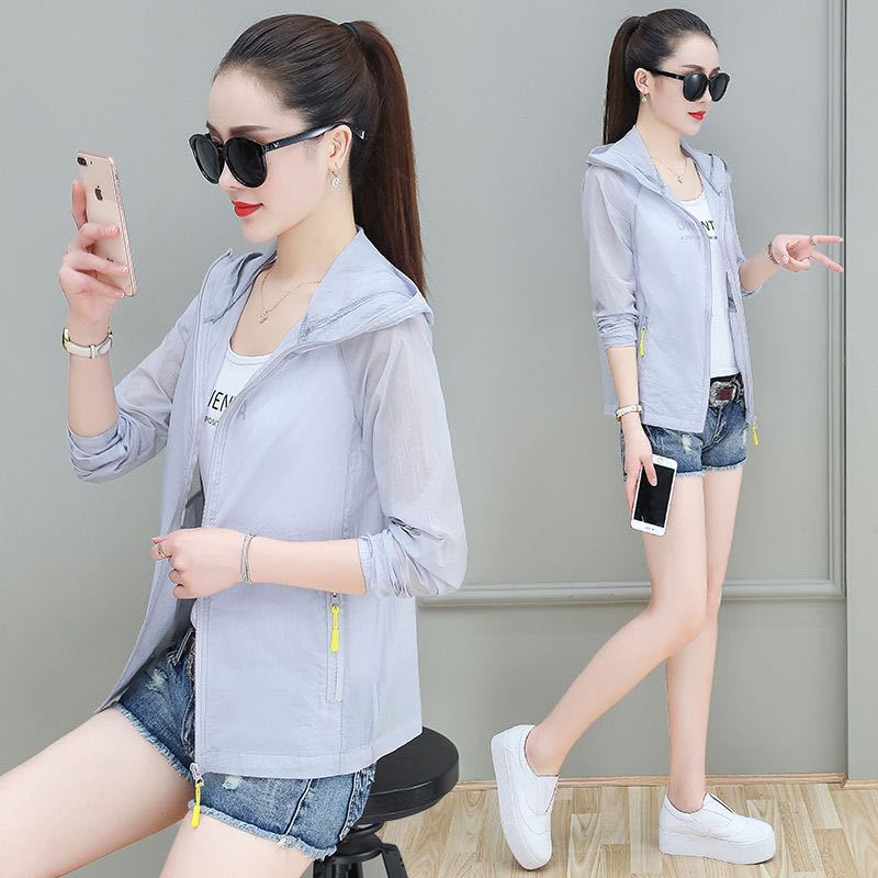  Summer New Student Sun Protection Clothing Women's Short Thin Coat Fashion Trendy Long Sleeve Anti-UV Large Size Sun Protection Shirt