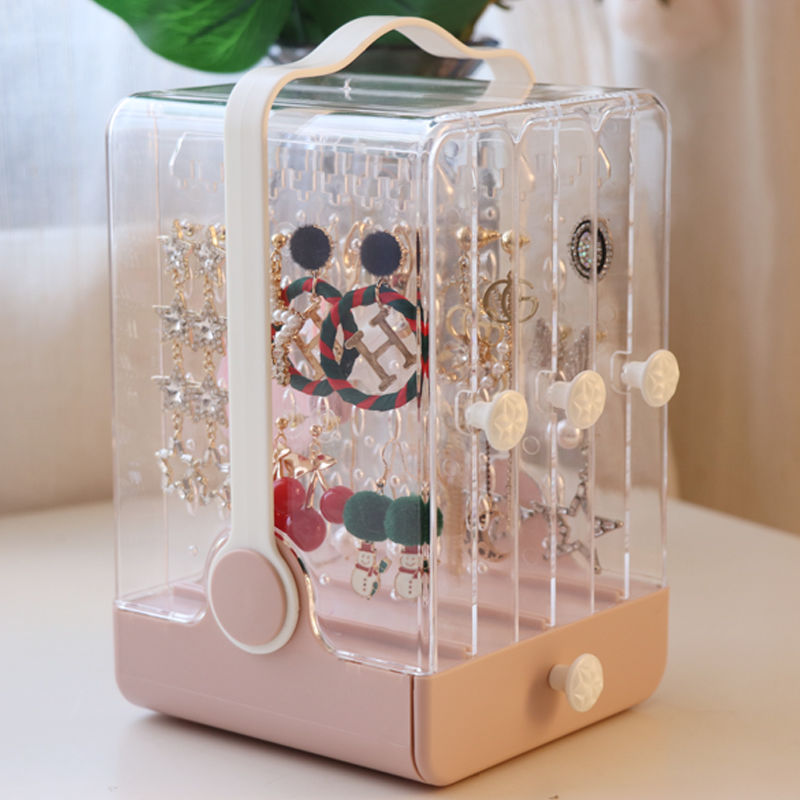 Jewelry box storage box large capacity household storage Jewelry Ring Earrings Necklace Earrings portable dustproof finishing box