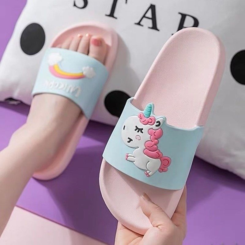 Children's parents and children's slippers men and women's summer antiskid cartoon fashion cute flip flop home wear bathroom home slippers