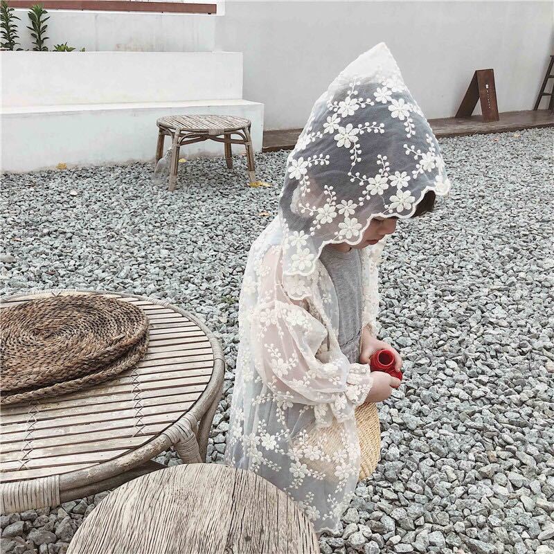 CUHK girl's mid long sunscreen baby lace coat new summer anti ultraviolet children's air conditioning shirt