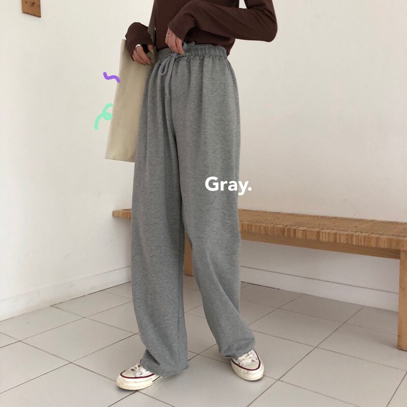 Loose gray straight trousers thin casual pants drape wide-leg pants spring and summer women's high waist trousers mopping sports pants