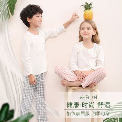 儿童睡衣夏季薄款男童女童大童空调服中大纯棉套装女男春秋家居服