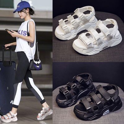 厚底老爹运动凉鞋女夏天新款ins韩版百搭网红时尚松糕休闲沙滩鞋