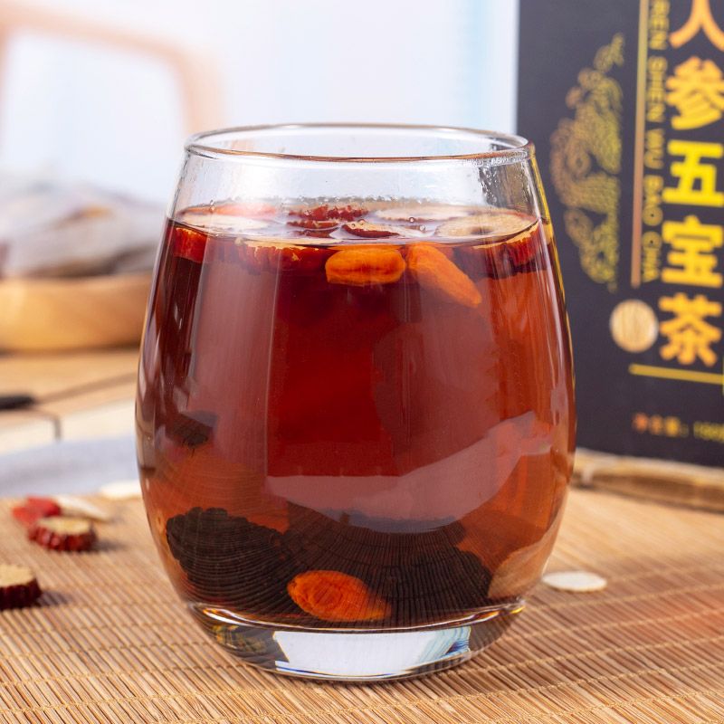 人参五宝茶滋补气虚养肾茶八宝茶红枣枸杞玛咖桑葚黄精养生茶
