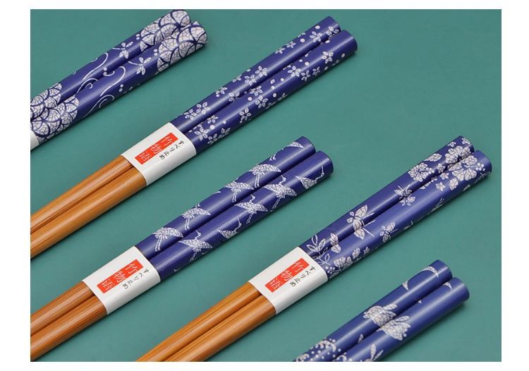 5-20双家用环保竹筷日式创意印花筷子高档精品礼品筷子防潮防霉筷