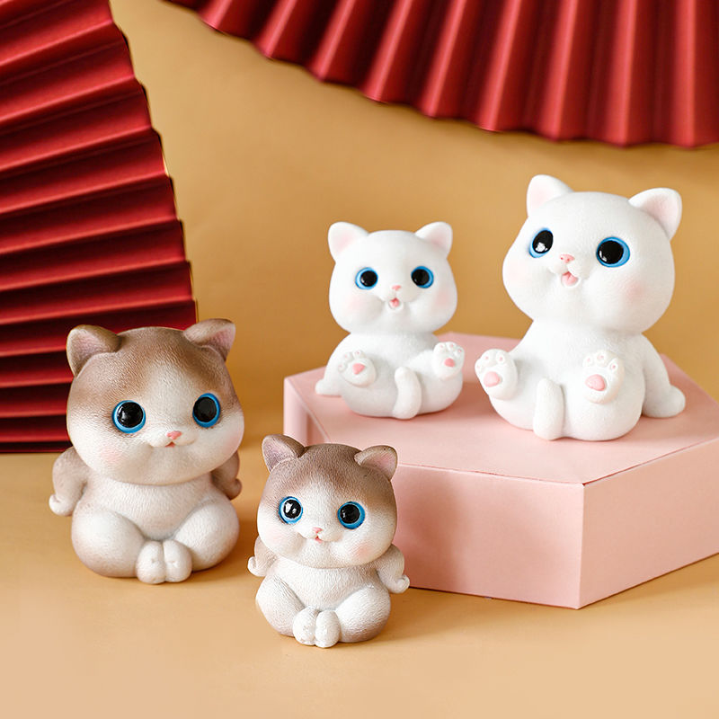 Cute cat presents birthday gift girl's living room bookcase room desktop decoration creative resin small ornaments