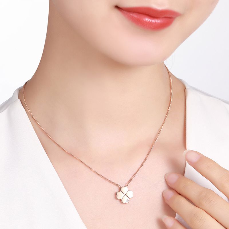 佐卡伊 幸运四叶草 镶母贝钻石项链一款两戴
