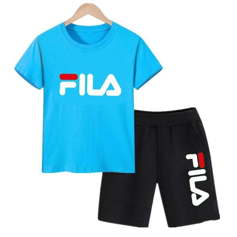 Summer new small, medium and large children's suit boys and girls fashion T-shirt shorts suit
