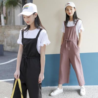 39142/女童童装2021新款女孩背带裤套装儿童时髦薄款夏装中大童洋气衣服