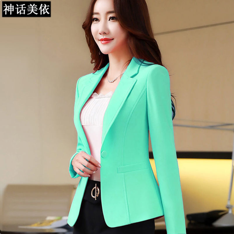 Women's suit small suit jacket spring, summer and autumn new Korean version of slim and thin long-sleeved short section  mother's clothing