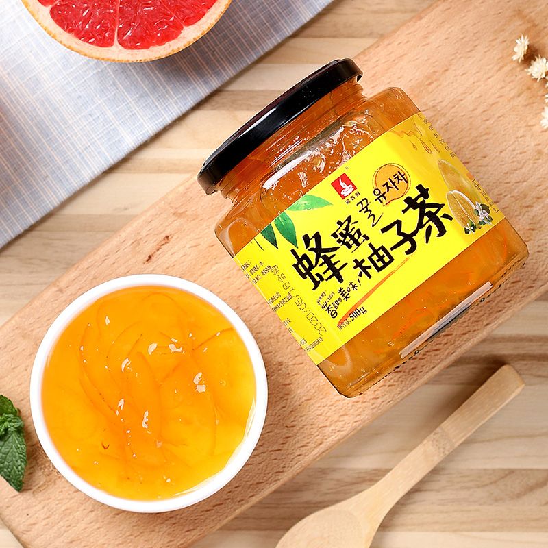 105974-溢香醇 蜂蜜柚子茶柠檬百香果茶酱罐装果茶 冲饮饮料果酱500g/罐-详情图