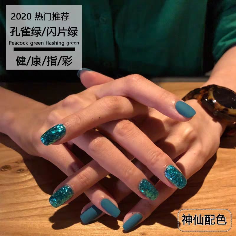 2020 new manicure red fashion color nail polish malachite green green nail polish adhesive durable phototherapy sequins