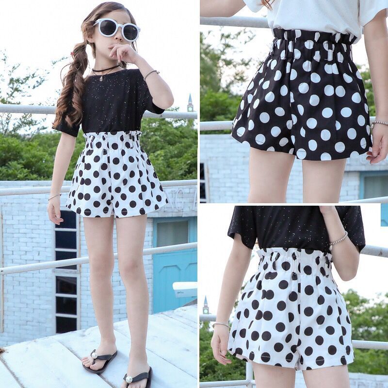 Girls' Polka Dot shorts Summer Chrysanthemum new Korean style high waisted trousers fashionable and thin for children
