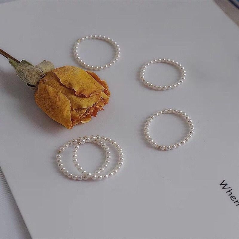 Pearl Ring female Korean version student's fashion personality net red Trinket best friend index finger ring tail ring
