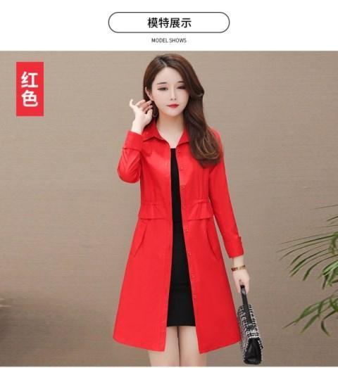 有/无里布风衣女中长款新款POLO领纯色韩版修身收腰大码显瘦外套