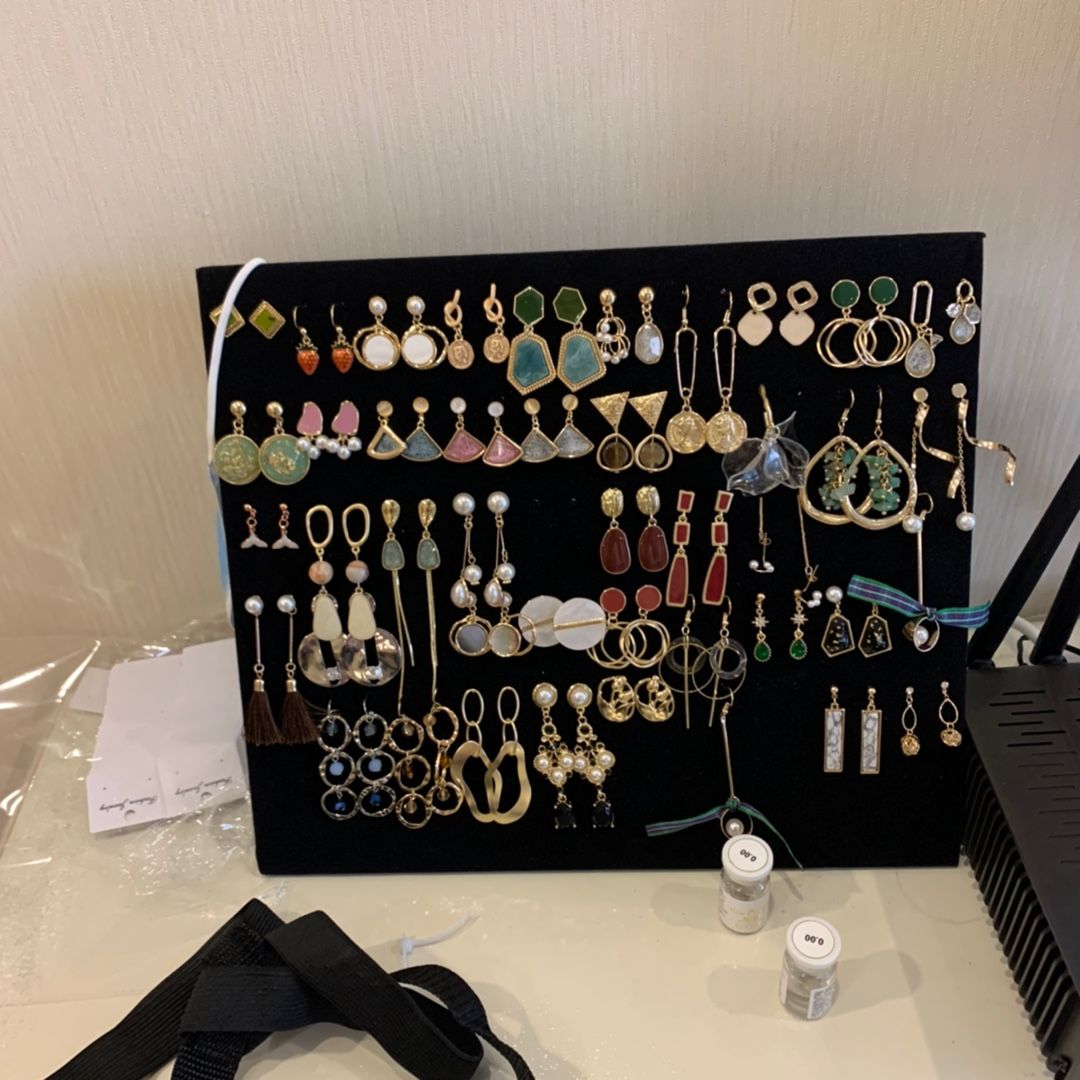 Flannel simple jewelry shelf jewelry stud plate hanging necklace earrings earrings storage box storage rack display home