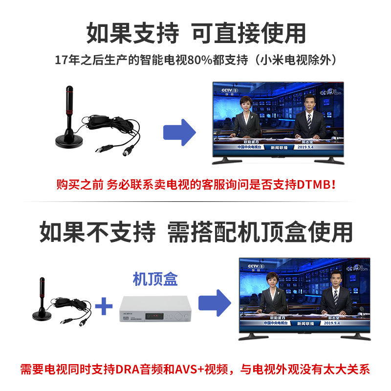 地面波dtmb数字磁吸天线室内外电视免费直播信号接收器高清机顶盒 虎窝拼