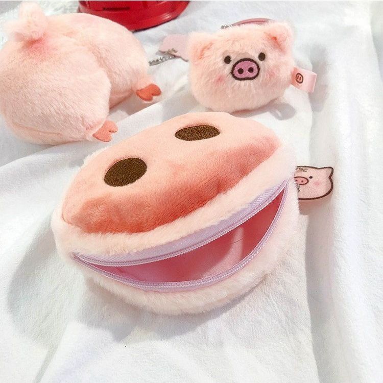 Ins cartoon net red pig butt pig nose coin purse pig head brooch pendant cute plush student keychain