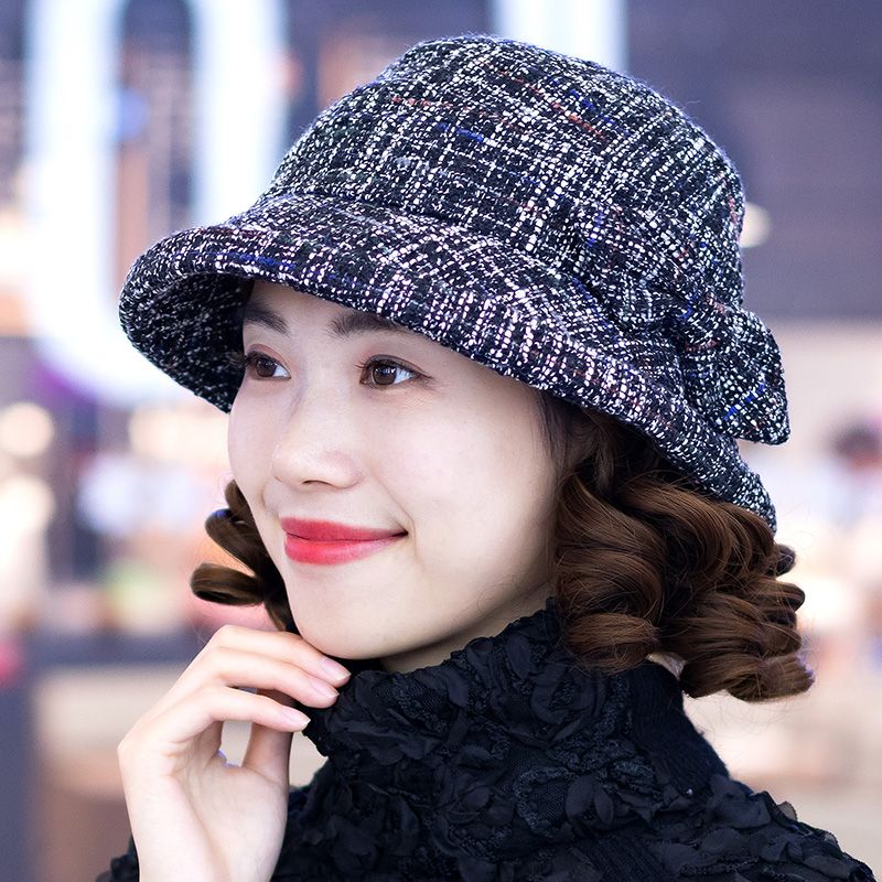 中老年帽子女士秋冬韩版休闲卷边盆帽宽檐百搭渔夫帽女中年妈妈帽