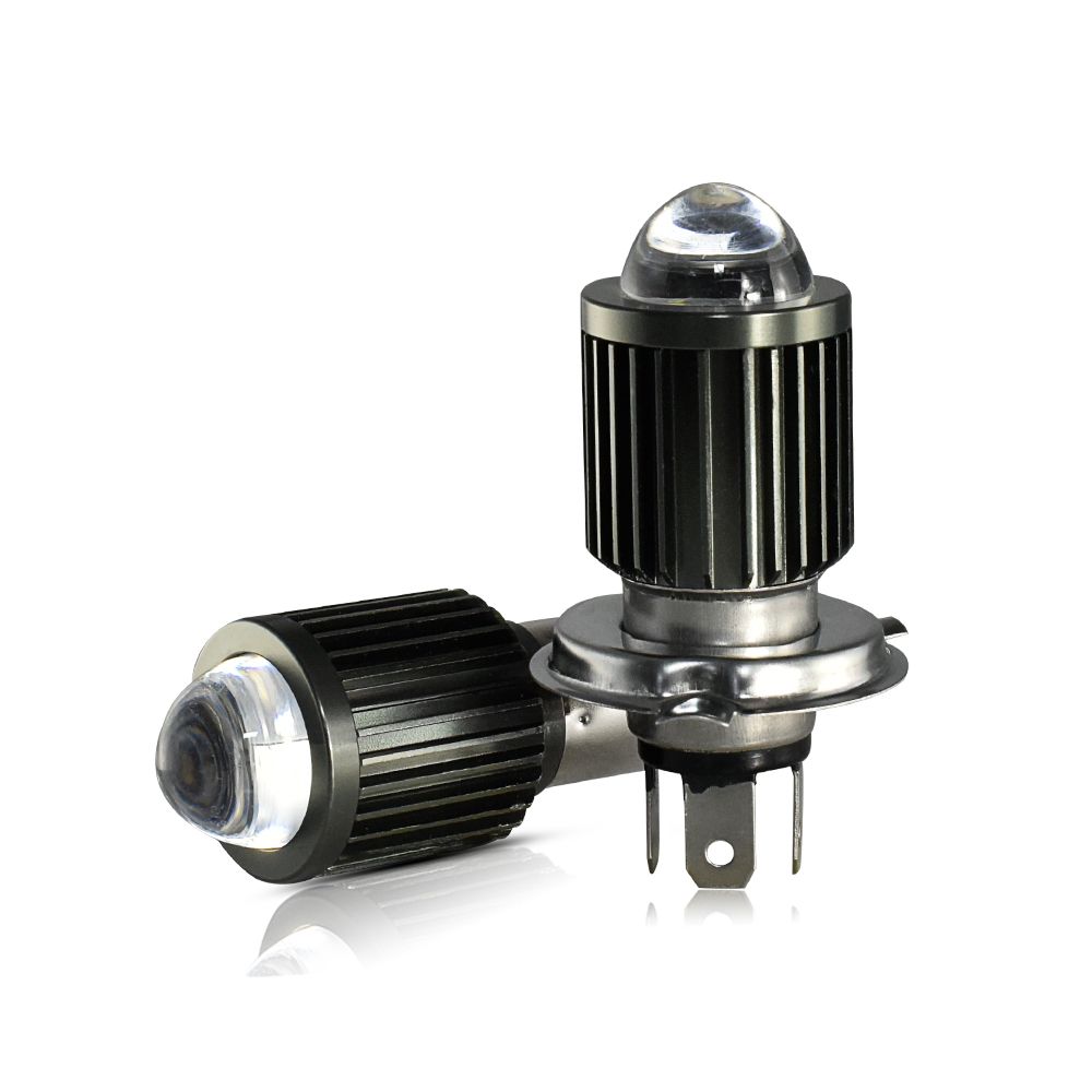 摩托车前大灯泡led透镜射灯三爪双爪电动车灯远近光一体黄白双色