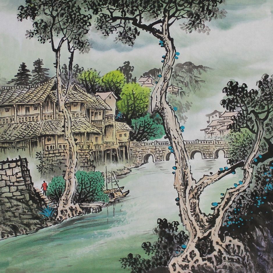 纯手绘斗方国画山水画仿名家曾刚风格字画 厅室装饰字画四尺斗方【3月