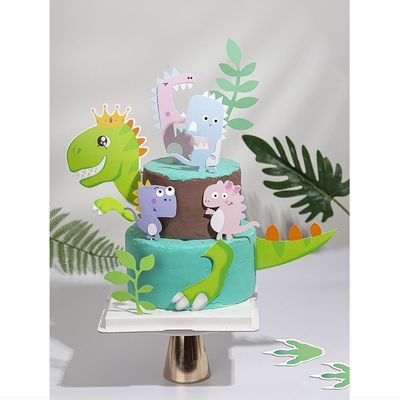 情景蛋糕装饰恐龙岛丛林冒险霸王龙儿童生日气氛布置装饰插牌