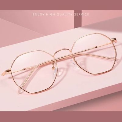 防辐射抗蓝光眼镜近视女配有度数网红多边形框平光护眼睛男韩版潮