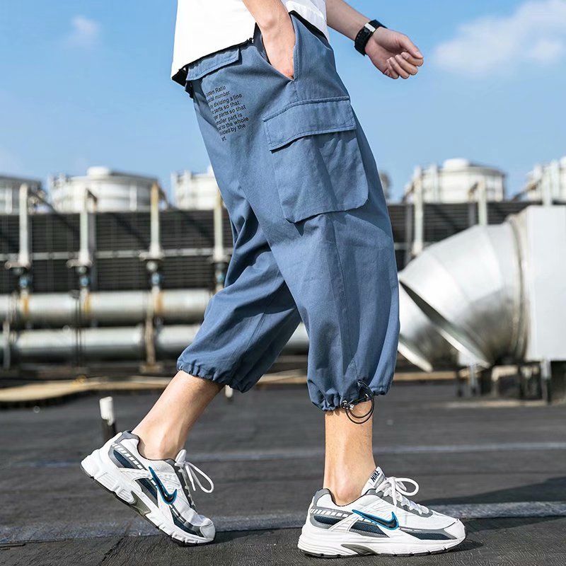 Capri Jeans Men's loose legged Harlan overalls fashion Capri Student Korean sports pants spring summer breeches