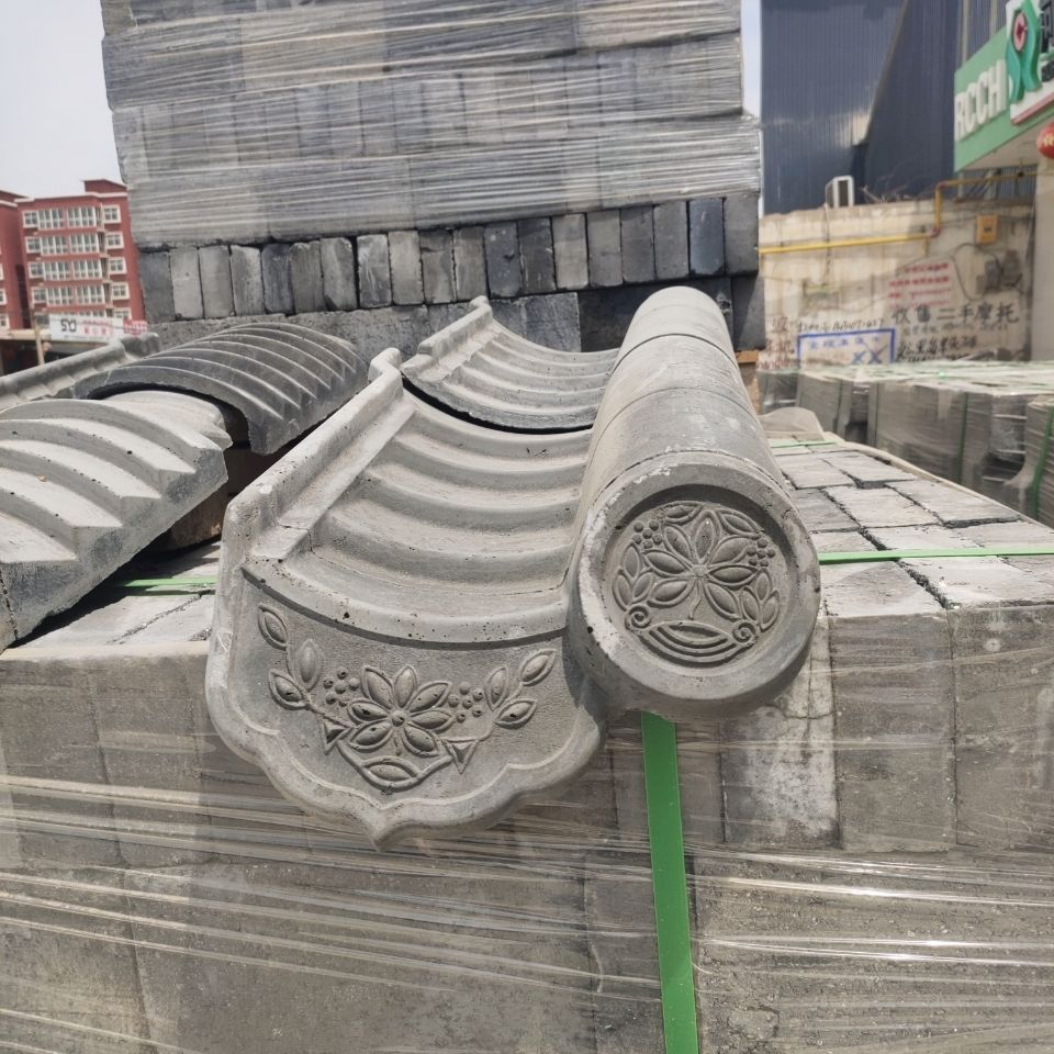 仿古水泥瓦别墅屋面瓦水泥一体瓦古建水泥瓦墙头帽一体瓦厂家直销