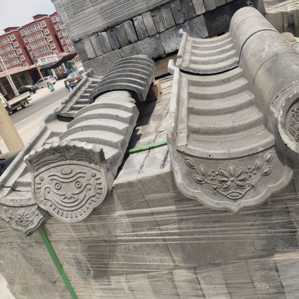 仿古水泥瓦别墅屋面瓦水泥一体瓦古建水泥瓦墙头帽一体瓦厂家直销