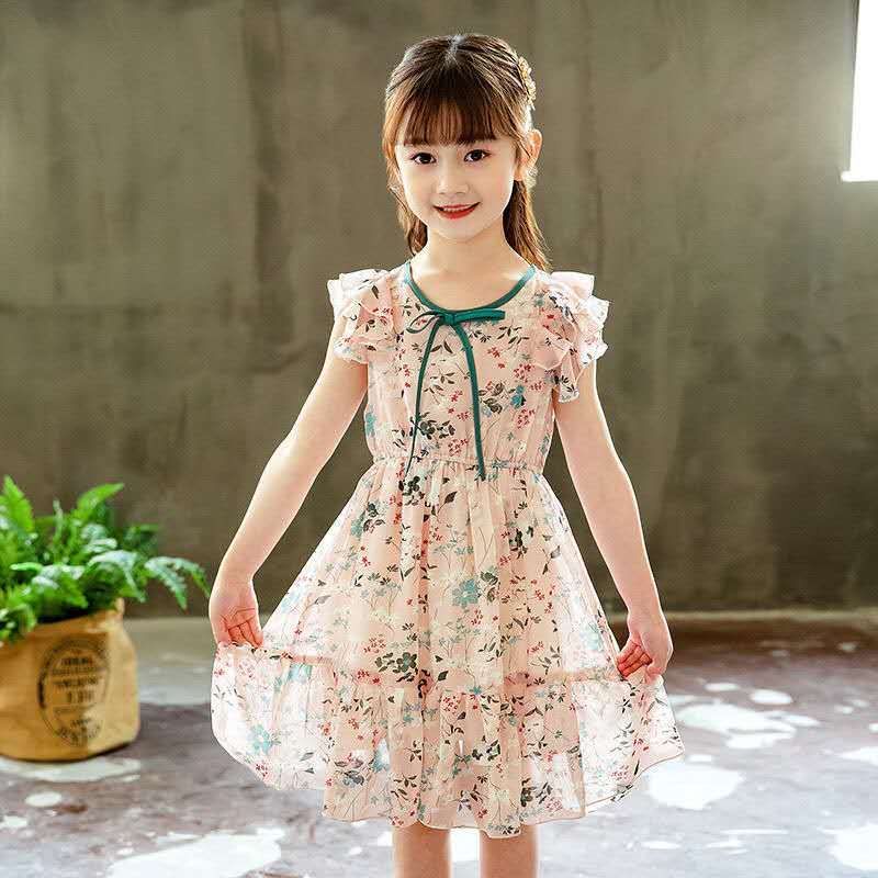 Girls' dress new summer dress children's Chiffon princess skirt girls' Korean Style Floral Dress