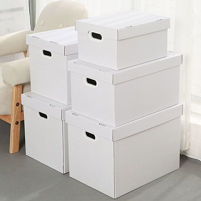 白色收纳箱纸质有盖可折叠储物箱衣物文件整理收纳箱装书床底箱子