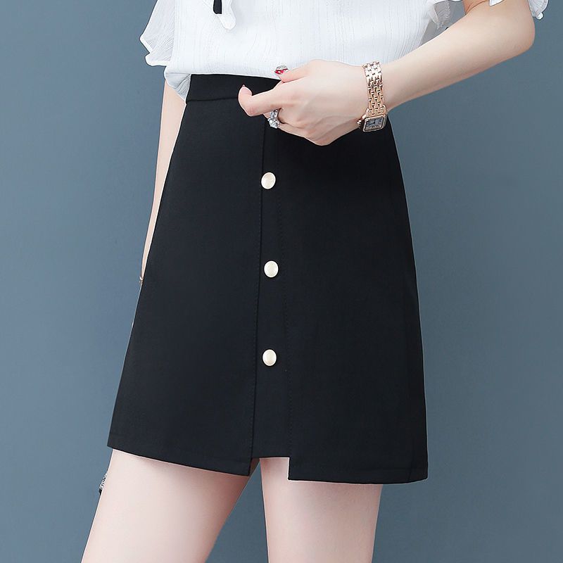 拼多多半身裙女2020春秋夏季新款高腰显瘦百搭不规则短裙a字裙黑包臀