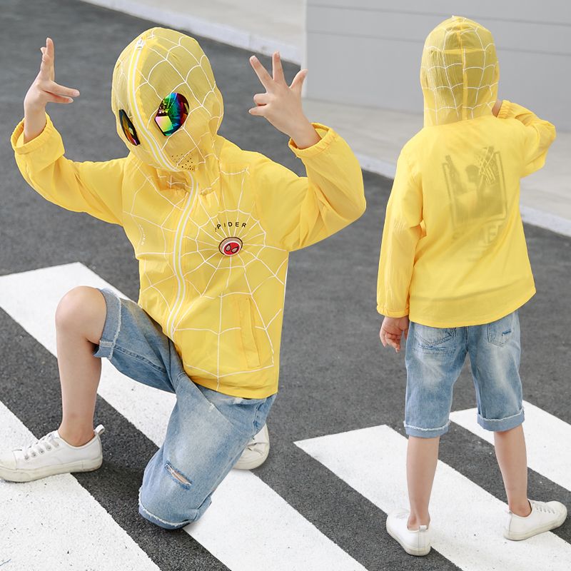 Children's sunscreen double layer outer line 2020 spring and Summer Boys' sun proof clothes middle and large children's jacket