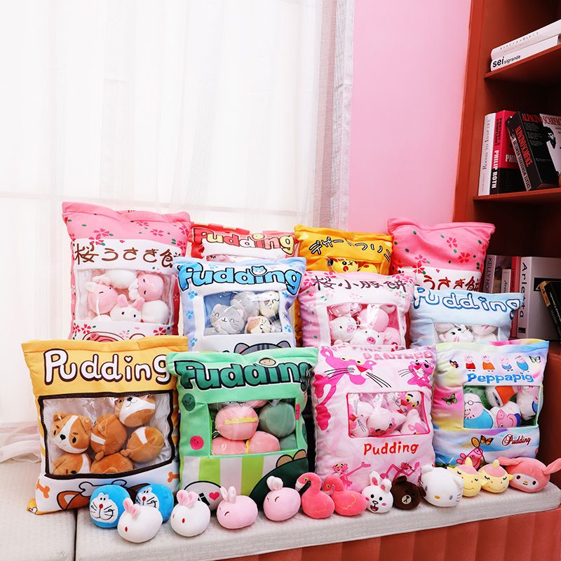 Lovely ins rabbit, a bag of snacks, pillow, net, red, vibrato, stuffed doll, doll, tiktok birthday gift.