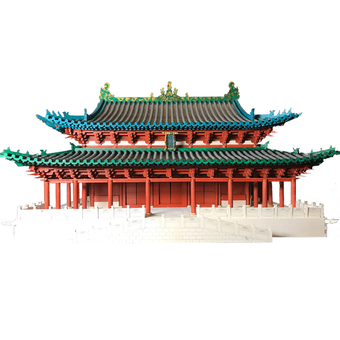 山西晋祠圣母殿模型中国古建筑宋代寺庙微缩木质拼装立体手工3di