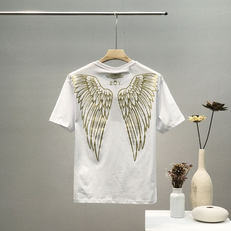 2020潮牌boy短袖男女烫金大翅膀t恤新品半袖体恤衫宽松上衣lover