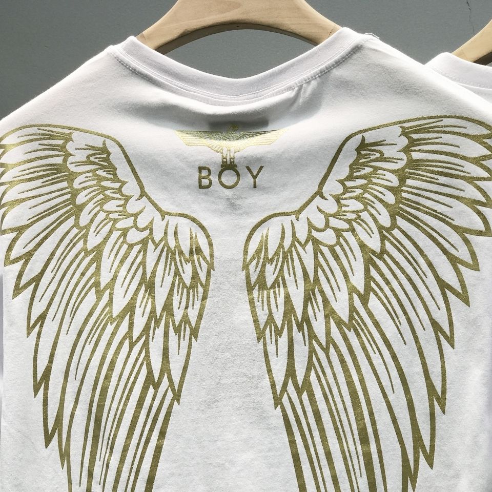 2020潮牌boy短袖男女烫金大翅膀t恤新品半袖体恤衫宽松上衣lover
