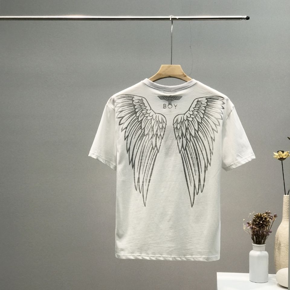 2020潮牌boy短袖男女烫金大翅膀t恤新品半袖体恤衫宽松上衣lover