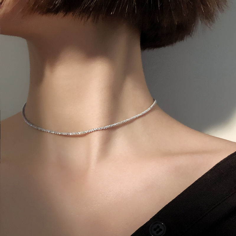Niche design baby's breath necklace choker female choker short sterling silver clavicle internet celebrity simple temperament personality trendy