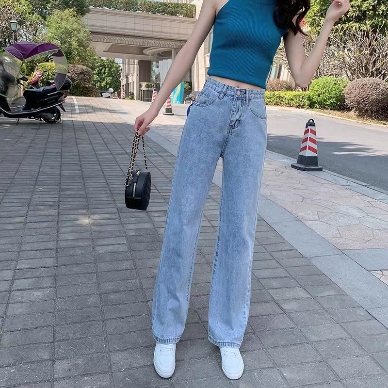 150cm small man mopping pants women's spring 155 short man looks tall with straight wide leg jeans trousers xs size