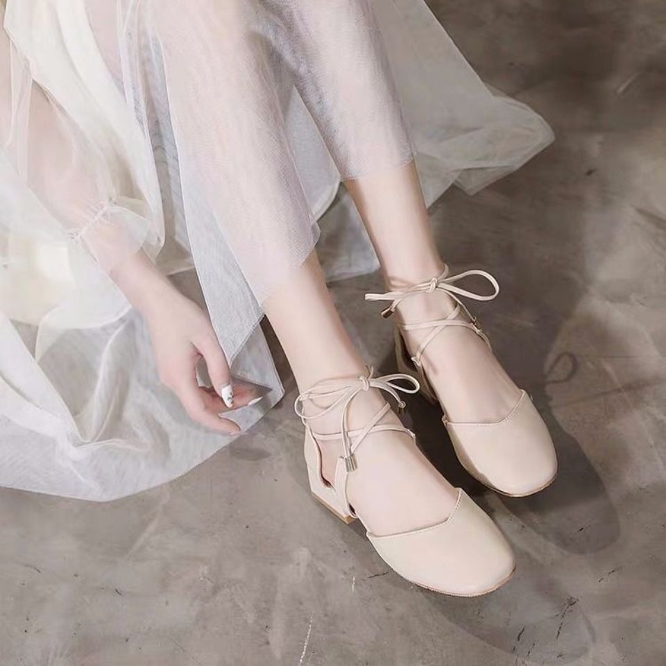 Baotou sandals women's summer new Mid Heel thick heel fairy style versatile strap 2020 high heel gentle evening shoes