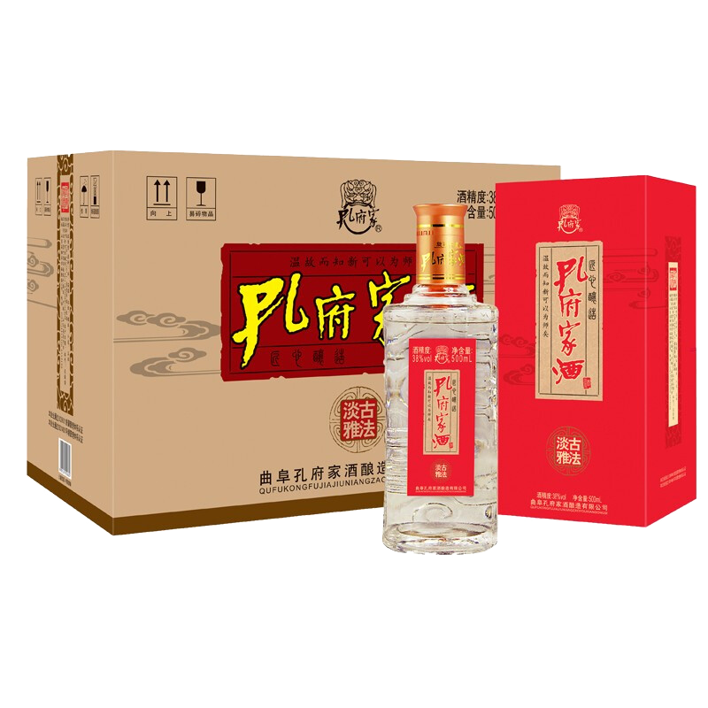 孔府家 古法淡雅酒 孔府家酒 38度 山东白酒 500ml*6 瓶 整箱装