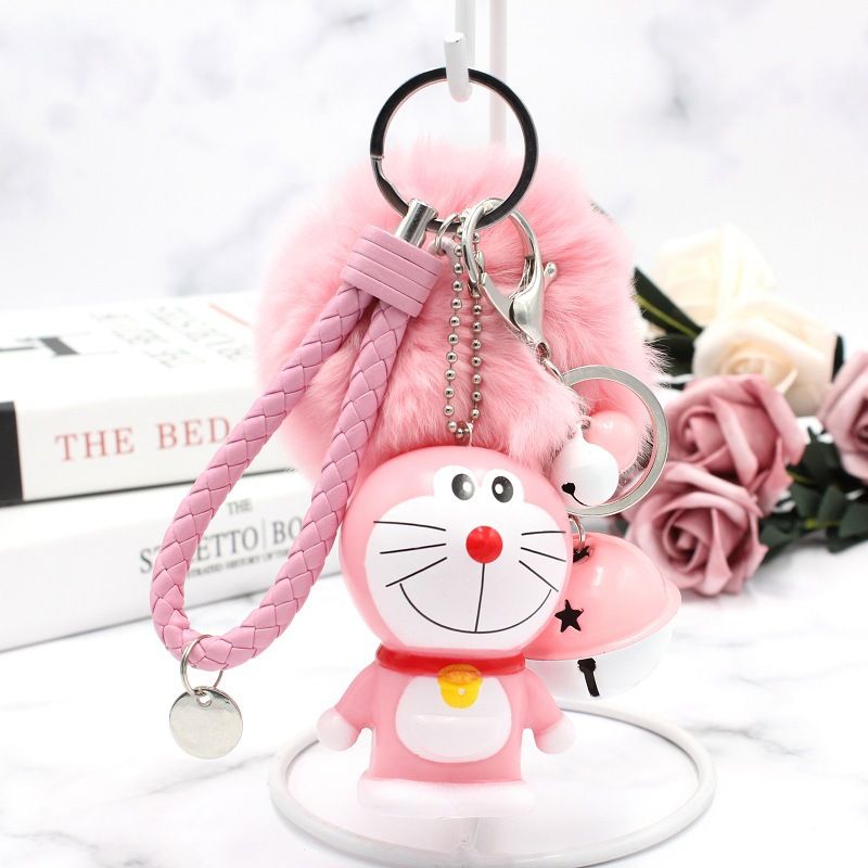 New cute Unicorn doll key chain creative Rex Rabbit Plush bell bag pendant female car key chain